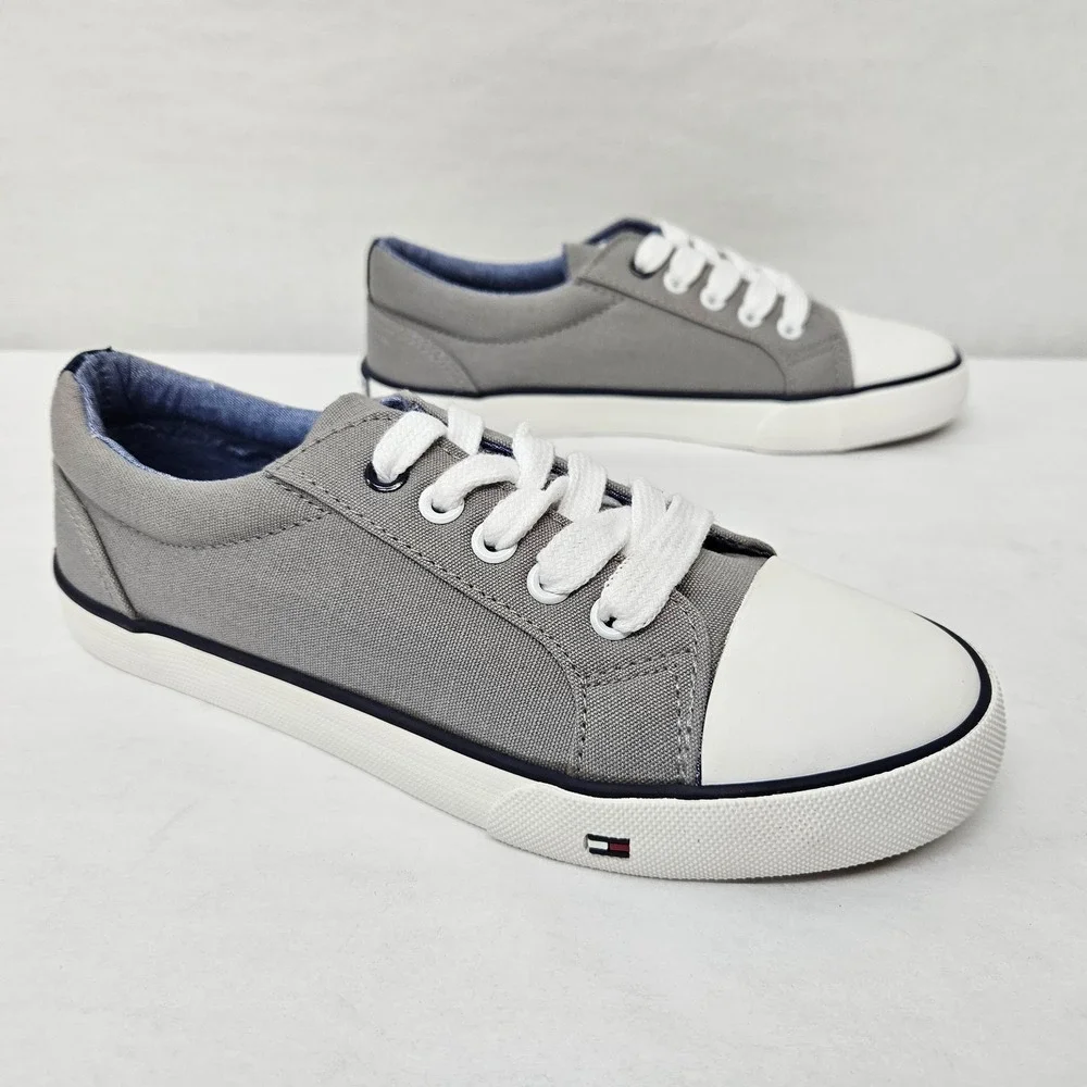Tommy Hilfiger Cormac Core Casual Shoes 1958238‎ Grey Canvas White Kids Size 4